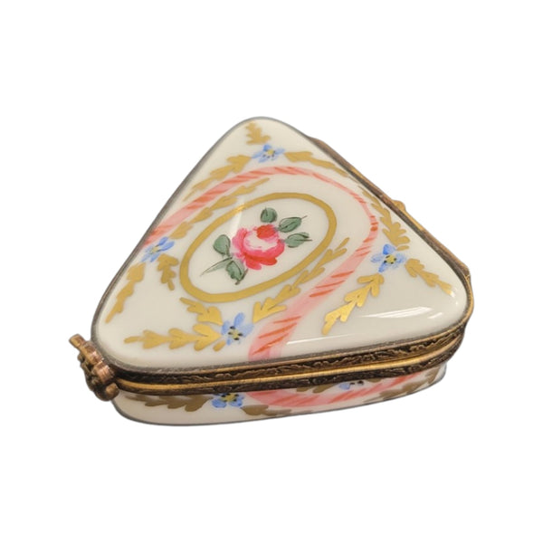 Charming Triangle Floral Limoges Box Porcelain Limoges LIMOGES BOXES traditional French Trinket Box