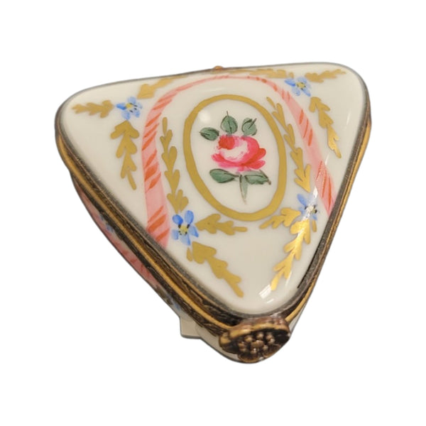 Charming Triangle Floral Limoges Box Porcelain Limoges LIMOGES BOXES traditional French Trinket Box