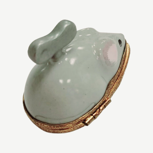 Charming Wind Up Mouse Box Porcelain Limoges mouse French Trinket Box