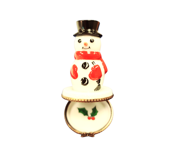 Charming Winter Snowman Trinket Box Porcelain Limoges Snowman French Trinket Box