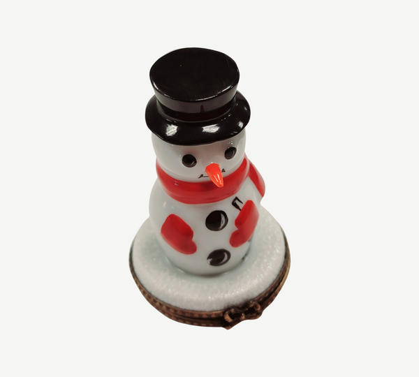 Charming Winter Snowman Trinket Box Porcelain Limoges Snowman French Trinket Box