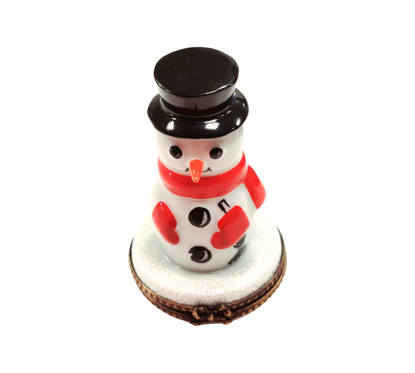 Charming Winter Snowman Trinket Box Porcelain Limoges Snowman French Trinket Box