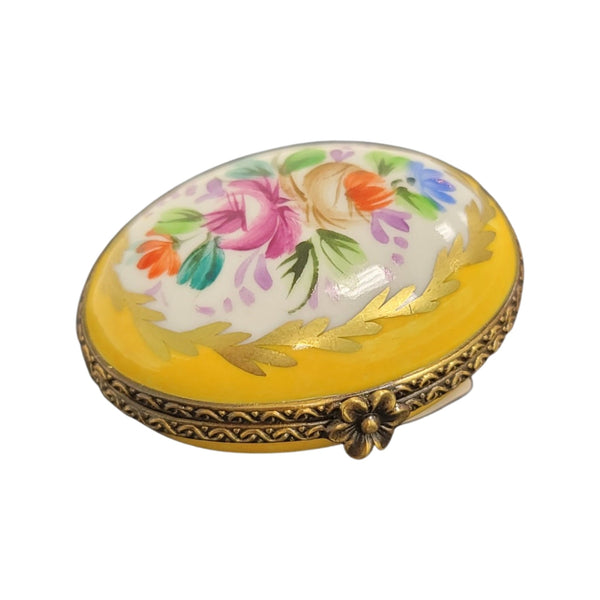 Charming Yellow Floral Limoges Box Porcelain Limoges LIMOGES BOXES traditional French Trinket Box