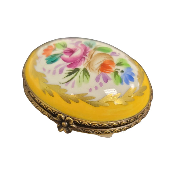 Charming Yellow Floral Limoges Box Porcelain Limoges LIMOGES BOXES traditional French Trinket Box