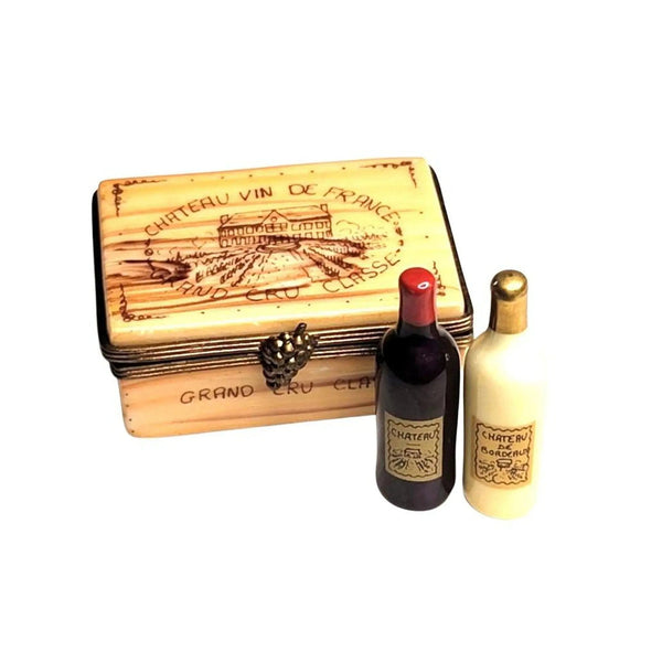 Chateau Wine Taster Crate Set Porcelain Limoges Wine Spirits French Trinket Box
