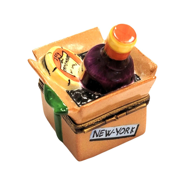 Cheese and Wine Treasure Box Porcelain Limoges food wine special French Trinket Box