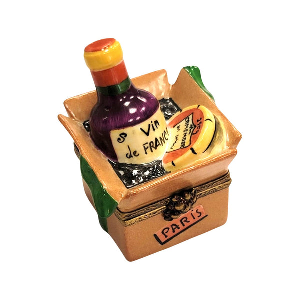 Cheese and Wine Treasure Box Porcelain Limoges food wine special French Trinket Box