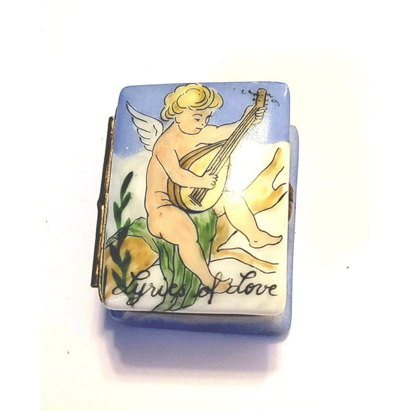 Cherub Lyre Love Lyrics Box Porcelain Limoges Angel Religious love valentine music Limoges Box angel French Trinket Box