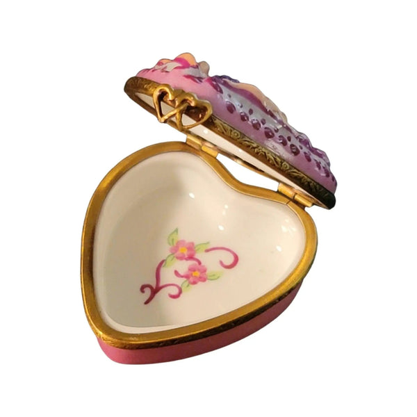 Cherubic Love Heart Box Porcelain Limoges Angel French Trinket Box