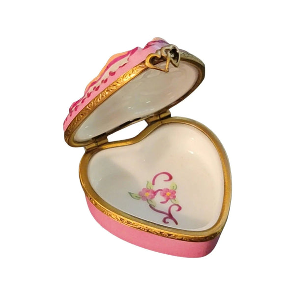 Cherubic Love Heart Box Porcelain Limoges Angel French Trinket Box