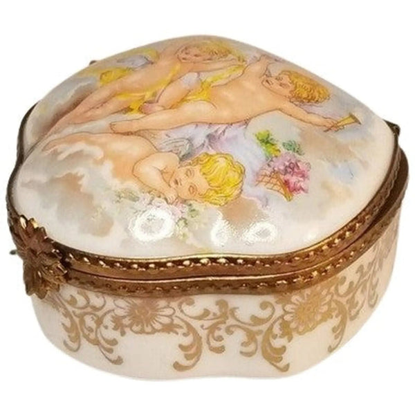 Cherubs Angels Porcelain Box Porcelain Limoges Limoges Boxes angel traditional Religion French Trinket Box