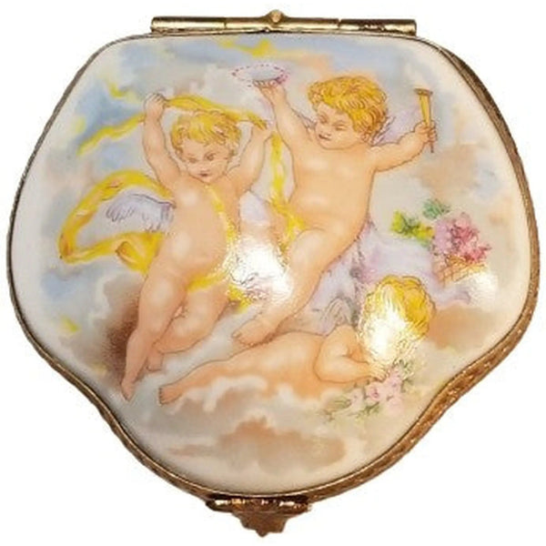 Cherubs Angels Porcelain Box Porcelain Limoges Limoges Boxes angel traditional Religion French Trinket Box