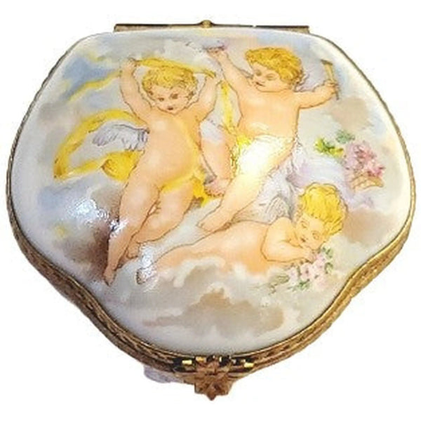 Cherubs Angels Porcelain Box Porcelain Limoges Limoges Boxes angel traditional Religion French Trinket Box