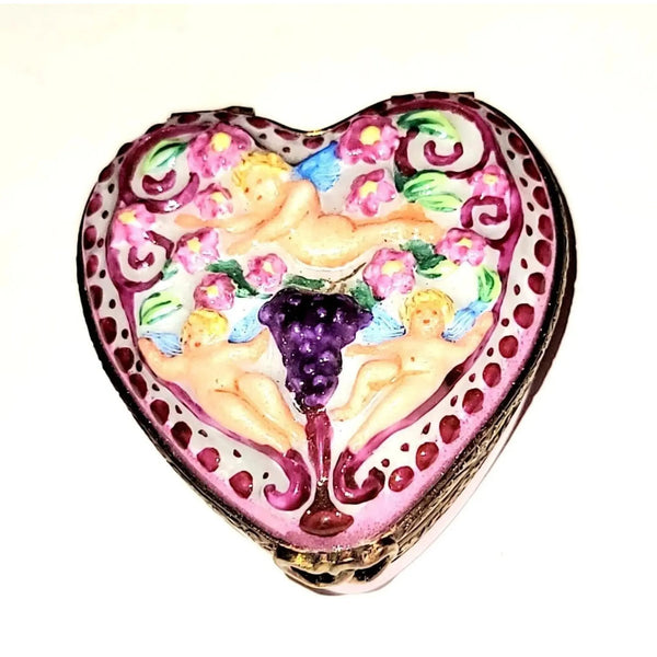 Cherubs Heart Anniversary Box Porcelain Limoges anniversary wedding French Trinket Box