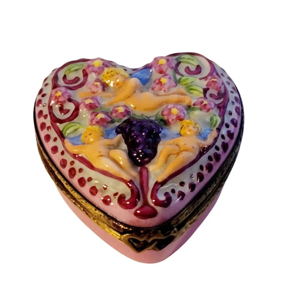 Cherubs Heart Anniversary Box Porcelain Limoges anniversary wedding French Trinket Box