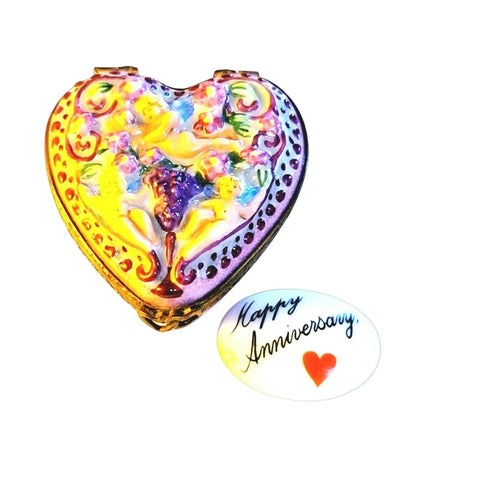 Cherubs Heart Anniversary Box Porcelain Limoges anniversary wedding French Trinket Box
