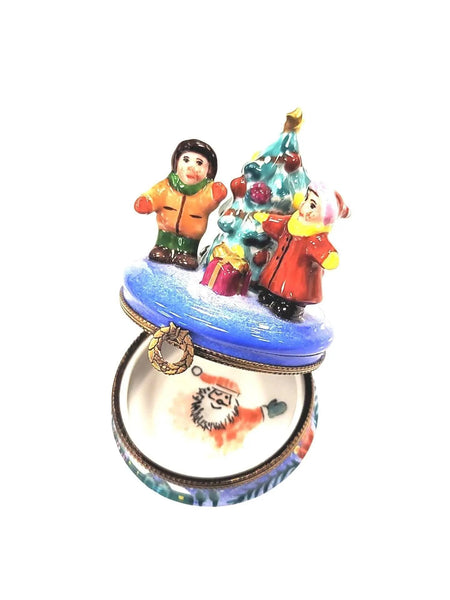 Children's Christmas Morning Joy Porcelain Limoges xmas baby French Trinket Box