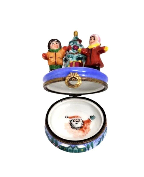 Children's Christmas Morning Joy Porcelain Limoges xmas baby French Trinket Box