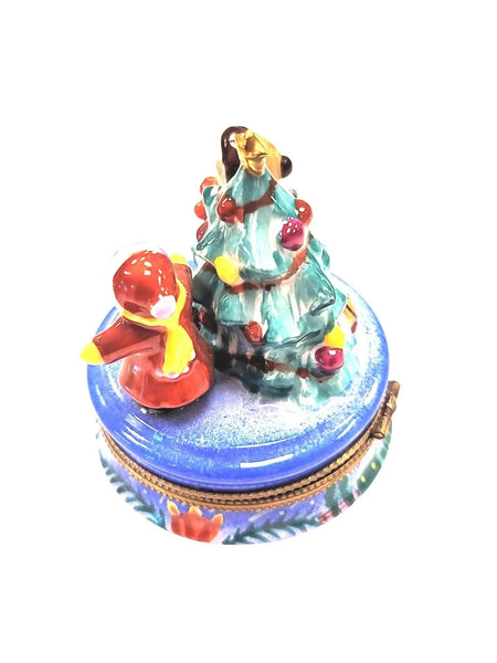 Children's Christmas Morning Joy Porcelain Limoges xmas baby French Trinket Box