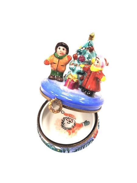 Children's Christmas Morning Joy Porcelain Limoges xmas baby French Trinket Box