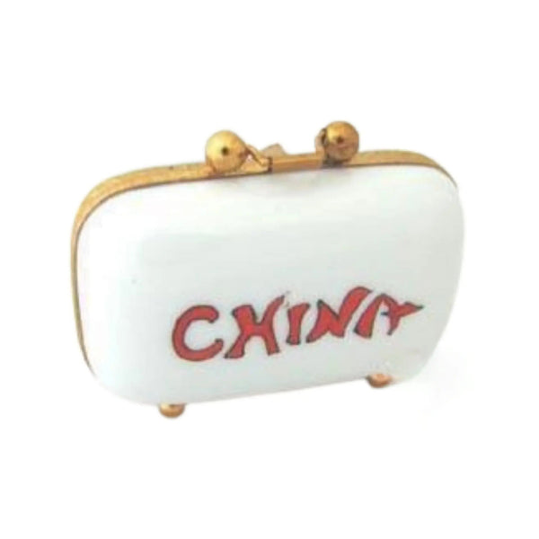China Travel Suitcase Porcelain Limoges Travel French Trinket Box