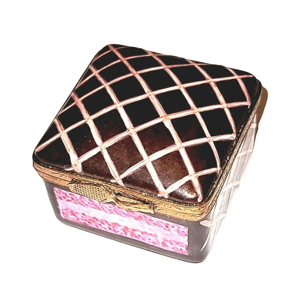 Chocolate Icing Criss Cross Treasure Porcelain Limoges Food French Trinket Box