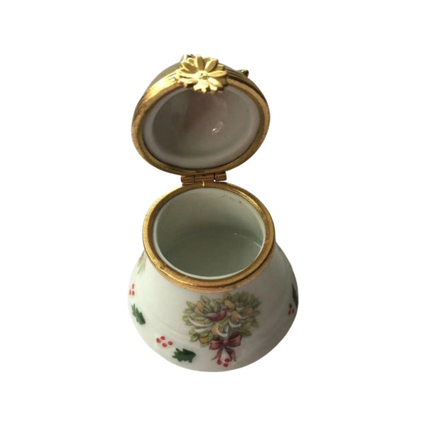 Christmas Bell w Decal Porcelain Limoges xmas theme French Trinket Box