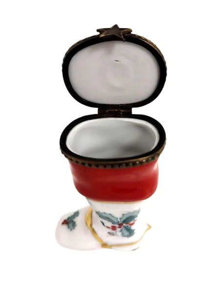 Christmas Boot Limoges Figurine Porcelain Limoges xmas French Trinket Box