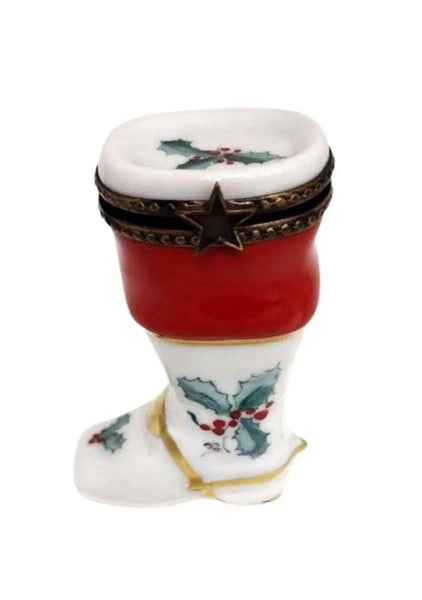 Christmas Boot Limoges Figurine Porcelain Limoges xmas French Trinket Box