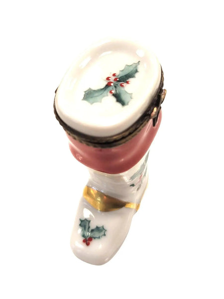 Christmas Boot Limoges Figurine Porcelain Limoges xmas French Trinket Box
