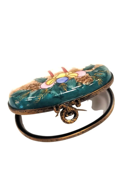 Christmas Candles and Mistletoe Box Porcelain Limoges xmas French Trinket Box