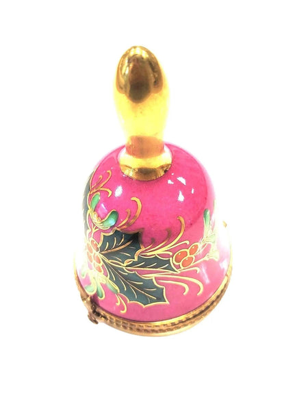 Christmas Holly Bell Box Porcelain Limoges xmas French Trinket Box