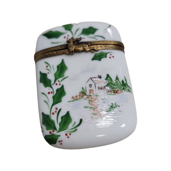 Christmas Holly Porcelain Trinket Box Porcelain Limoges xmas French Trinket Box