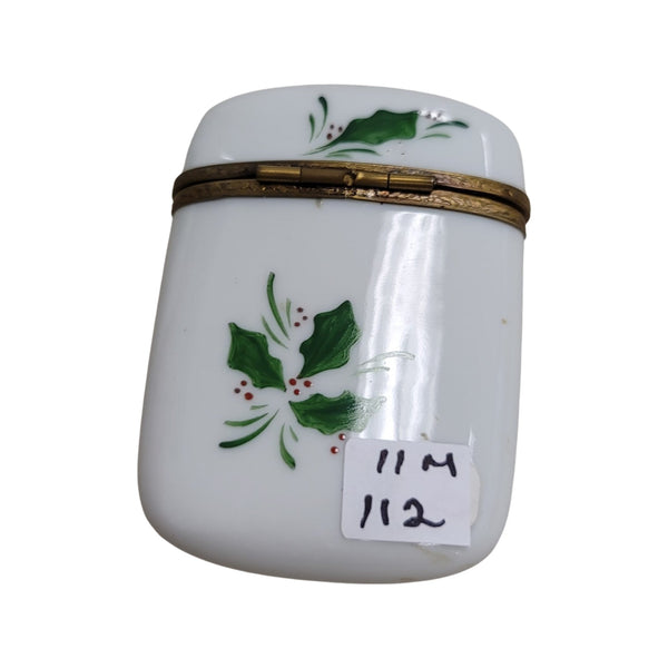 Christmas Holly Porcelain Trinket Box Porcelain Limoges xmas French Trinket Box