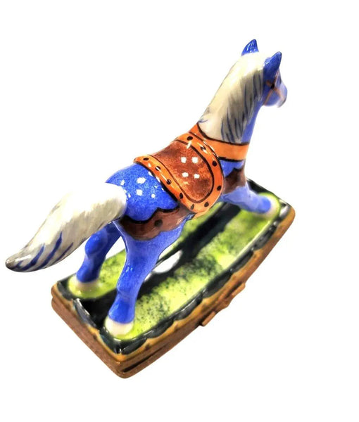 Christmas Sheriff Rocking Horse Porcelain Limoges xmas baby French Trinket Box