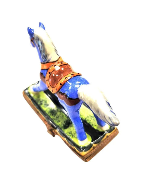 Christmas Sheriff Rocking Horse Porcelain Limoges xmas baby French Trinket Box