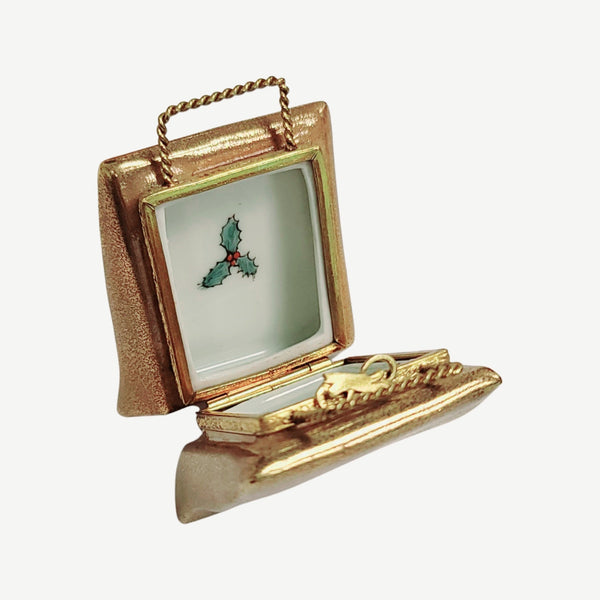 Elegant Christmas Shopping Bag Porcelain Limoges xmas bags French Trinket Box