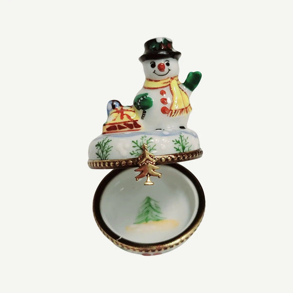 Christmas Snowman Porcelain Box Porcelain Limoges snowman French Trinket Box