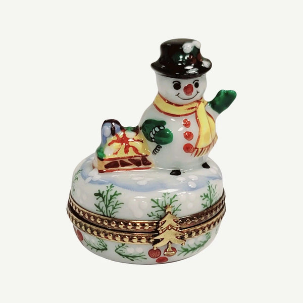 Christmas Snowman Porcelain Box Porcelain Limoges snowman French Trinket Box