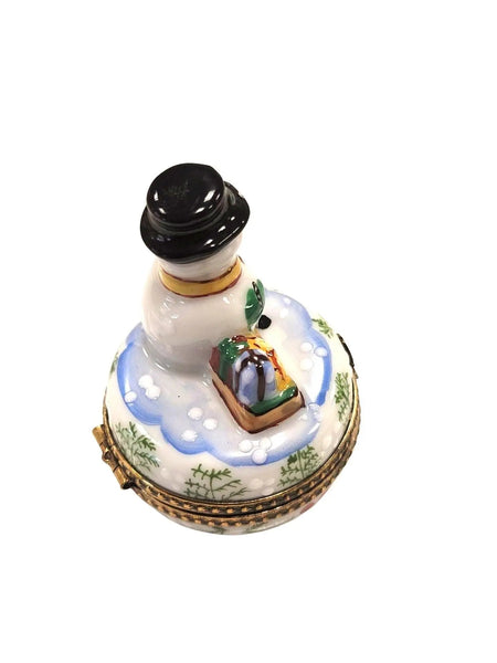 Christmas Snowman Porcelain Box Porcelain Limoges snowman French Trinket Box