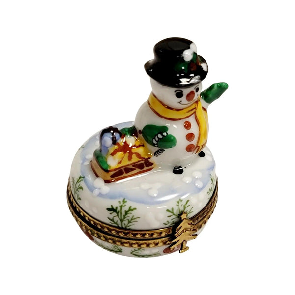 Christmas Snowman Porcelain Box Porcelain Limoges snowman French Trinket Box