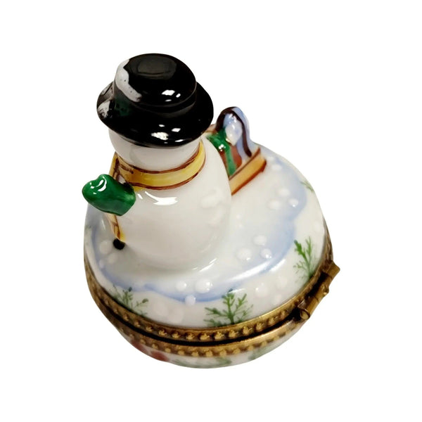 Christmas Snowman Porcelain Box Porcelain Limoges snowman French Trinket Box