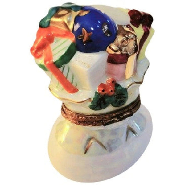 Christmas Toy Bag Limoges Box Porcelain Limoges xmas theme French Trinket Box