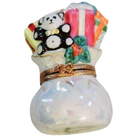 Christmas Toy Bag Limoges Box Porcelain Limoges xmas theme French Trinket Box