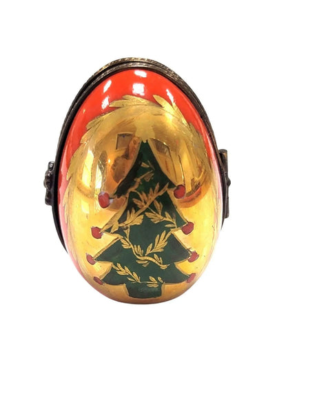 Christmas Tree Limoges Egg Frame Porcelain Limoges xmas egg French Trinket Box