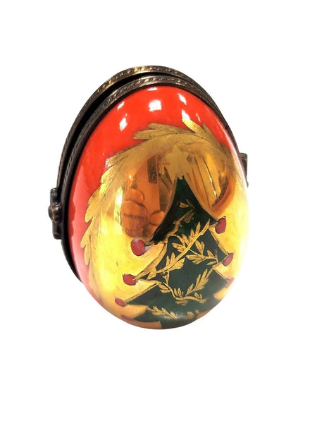 Christmas Tree Limoges Egg Frame Porcelain Limoges xmas egg French Trinket Box