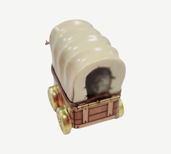 Chuck Wagon Old West Treasure Porcelain Limoges vehicle French Trinket Box