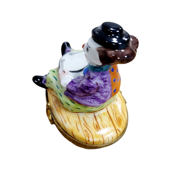 Circus Clown Drum Trinket Box Porcelain Limoges Circus Clown French Trinket Box