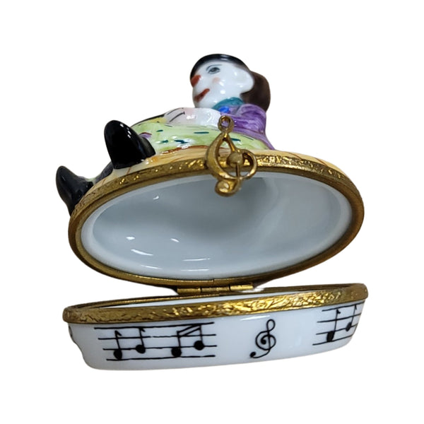 Circus Clown Drum Trinket Box Porcelain Limoges Circus Clown French Trinket Box