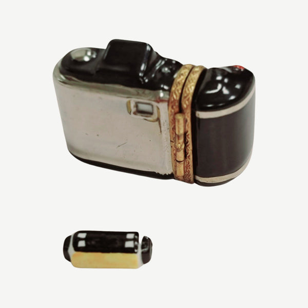 Classic 35mm Black Camera Box Porcelain Limoges beach travel French Trinket Box